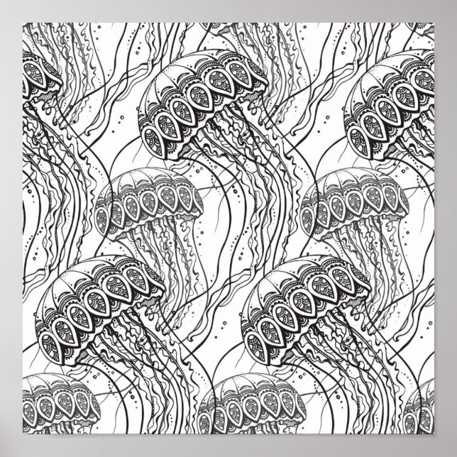 Jelly Fish Doodle 2 Poster (Front)