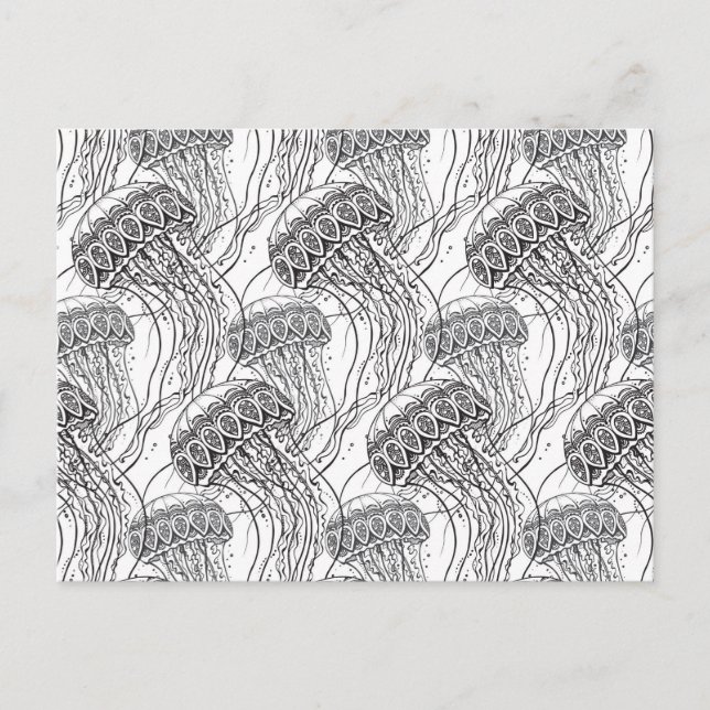 Jelly Fish Doodle Postcard (Front)