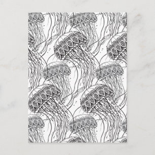 Jelly Fish Doodle Postcard