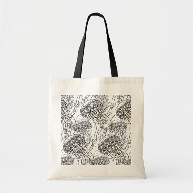 Jelly Fish Doodle Tote Bag (Front)