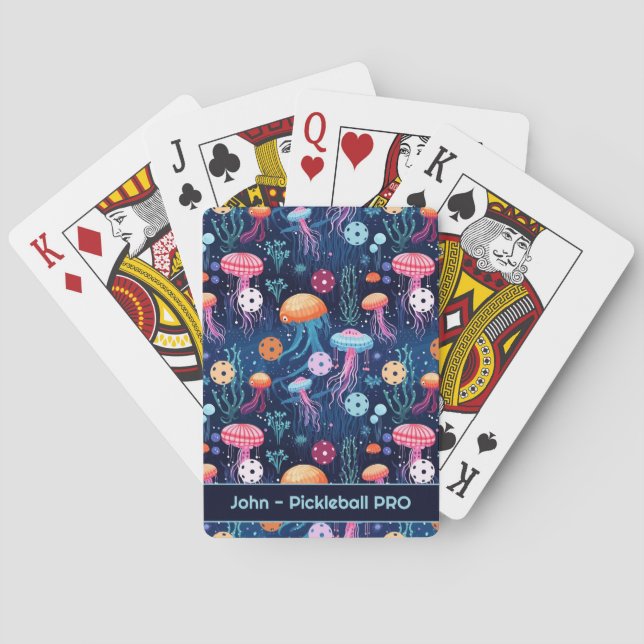 Jelly fish pickleball, with text playing cards (Back)