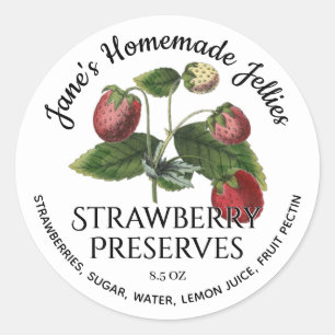 Jelly Label Vintage Homemade Strawberry Preserves