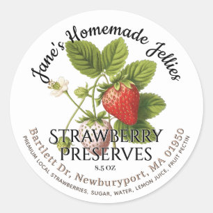 Jelly Label Vintage Homemade Strawberry Preserves