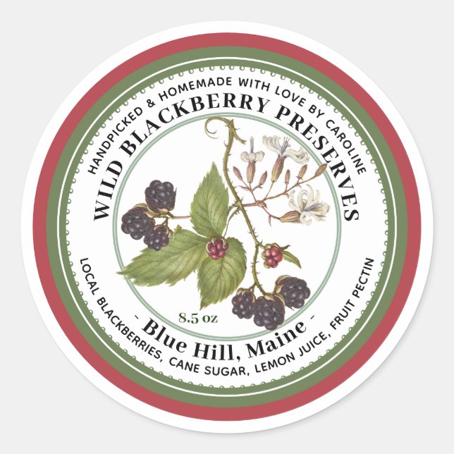 Jelly Label with Vintage BLACKBERRY Red Border (Front)