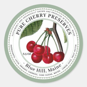 Jelly Label with Vintage Cherries Illustration