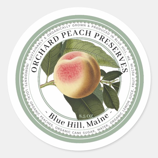Jelly Label with Vintage Peach Illustration (Front)