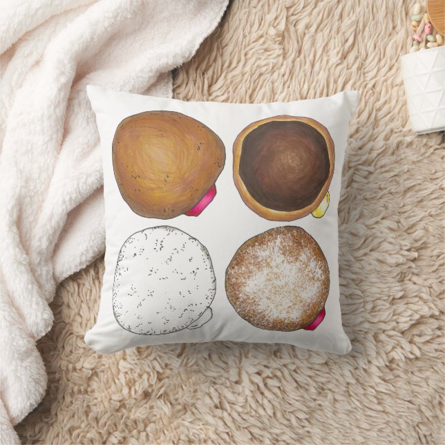 Jelly Powdered Boston Cream Doughnut Doughnut Food Cushion (Blanket)