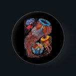 Jellyfish 6 Cm Round Badge<br><div class="desc">A group of disc-shaped jellyfish in which the medusa is the dominant and conspicuous individual in the life cycle.</div>