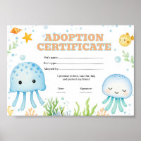 Jellyfish adopt a pet certificate