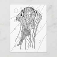 Jellyfish Adult Colouring Postcard