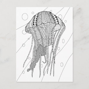 Jellyfish Adult Colouring Postcard