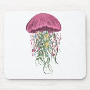 Jellyfish and Flowers Mouse Pad