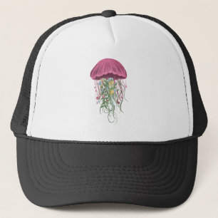 Jellyfish and Flowers Trucker Hat