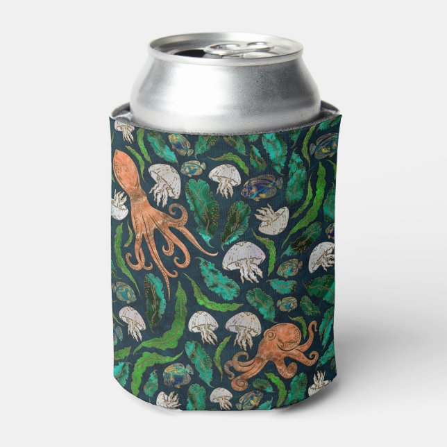 Jellyfish and Octopus Pattern Can Cooler (Can Front)