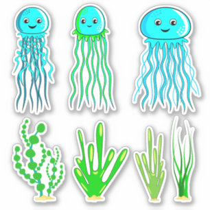 Jellyfish and Seaweed Vinyl Sticker
