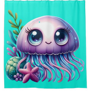 "Jellyfish and Starfish Buddies" Shower Curtain