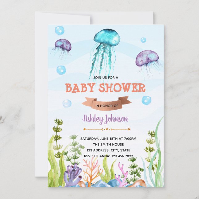 Jellyfish baby shower invitation (Front)