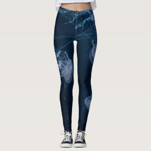 Jellyfish Blue and White Leggins Leggings