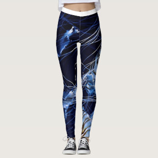 jellyfish blue pattern leggings
