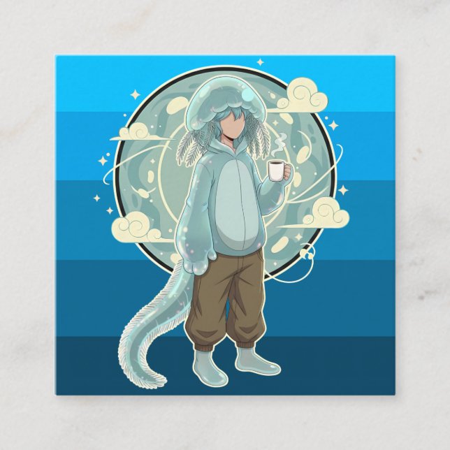 Jellyfish Boy Anime Coffee Art Loyalty Card (Front)
