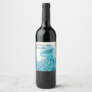 Jellyfish Captivating Grace Artsy Bottle Wine Label