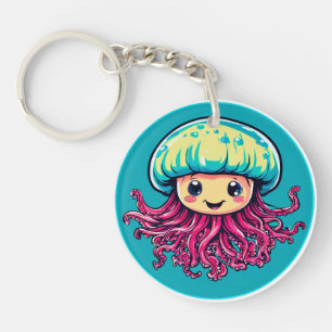 Jellyfish cartoon key ring