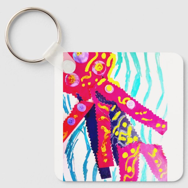 Jellyfish  colourful summer  key ring (Front)