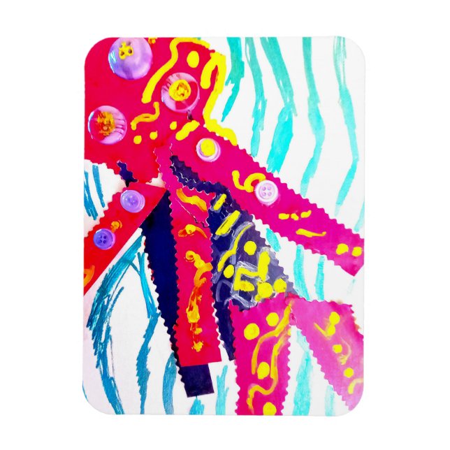 Jellyfish  colourful summer  magnet (Vertical)