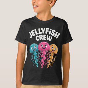 Jellyfish Crew Cartoon Ocean Birthday Illustration T-Shirt