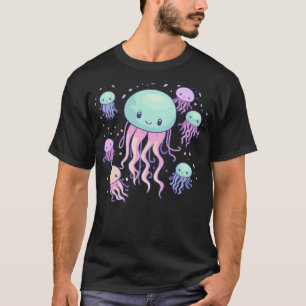 Jellyfish Cute Kawaii Sea Ocean Creature Fish Scho T-Shirt