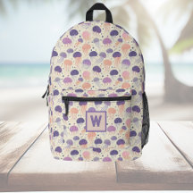 Jellyfish Cute Pastel Purple and Orange Monogram