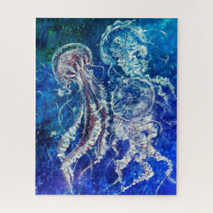 Jellyfish Dance - Watercolor Painting Jigsaw Puzzle