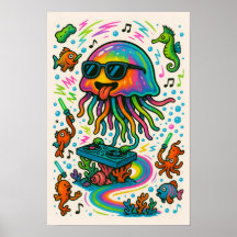 Jellyfish DJ Underwater Party Poster
