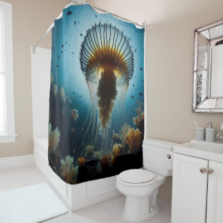 Jellyfish drawing shower curtain