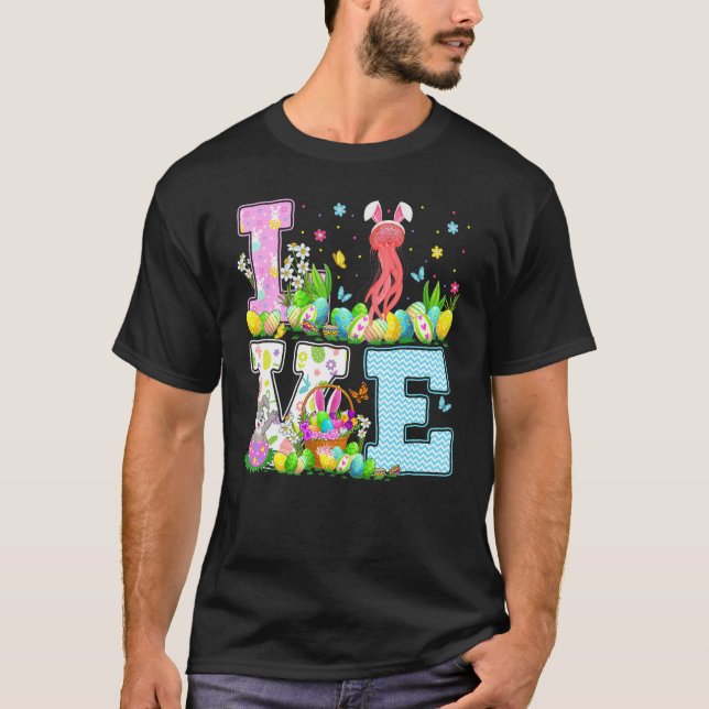 Jellyfish Easter Egg Hunt  Love Jellyfish Easter S T-Shirt (Front)