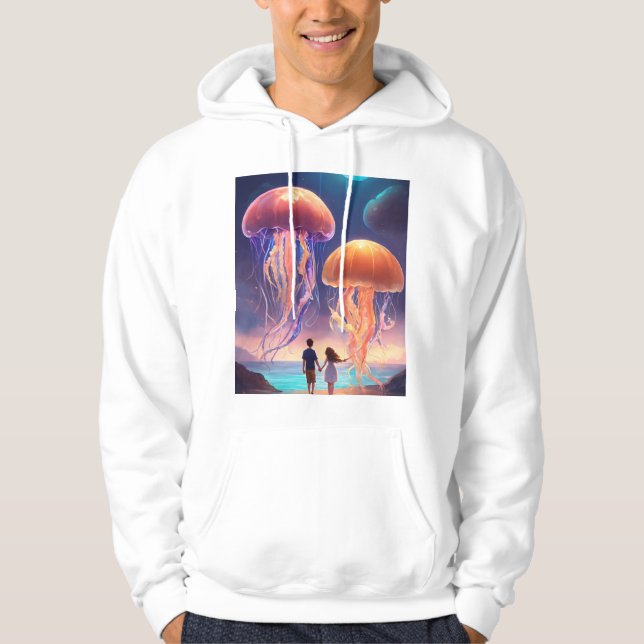 Jellyfish Elegance: Modern Sea-Inspired T-Shirt" Hoodie (Front)