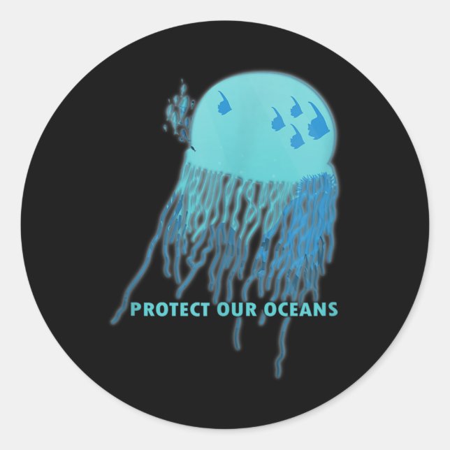 Jellyfish Environmental Protection, Climate Protec Classic Round Sticker (Front)