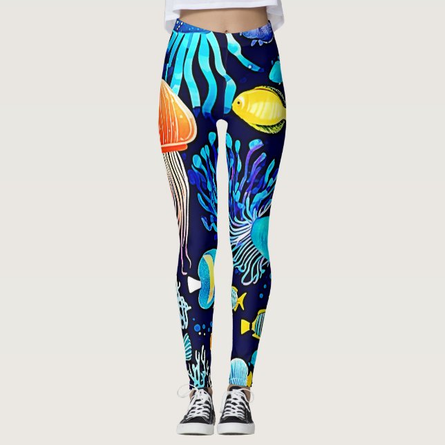 Jellyfish & Fish: Deep Sea Delight Leggings (Front)