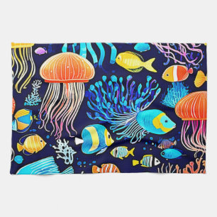 Jellyfish & Fish: Deep Sea Delight Tea Towel