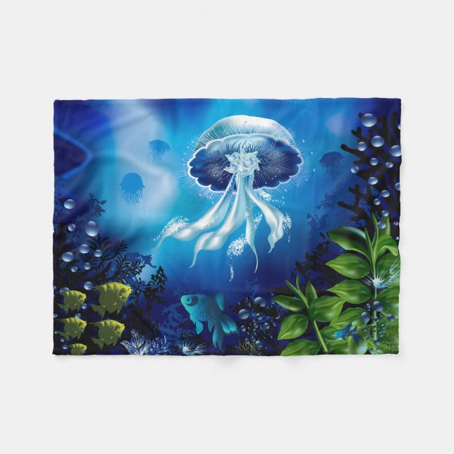 Jellyfish Fleece Blanket (Front (Horizontal))