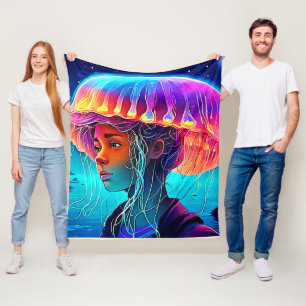 Jellyfish Girl Art Fleece Blanket