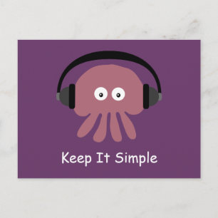 Jellyfish & headphones Keep It Simple postcard
