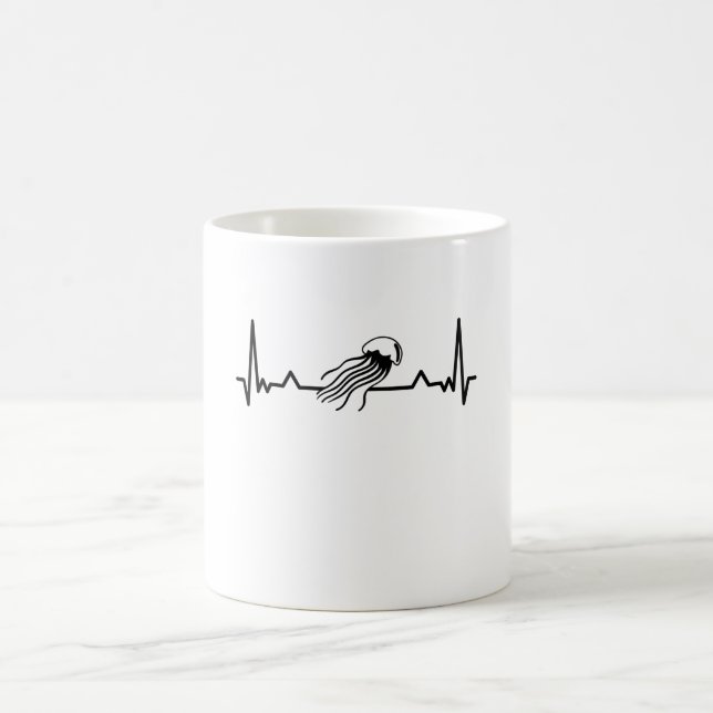 Jellyfish Heartbeat Jelly Fish Gift Mum Dad Coffee Mug (Center)