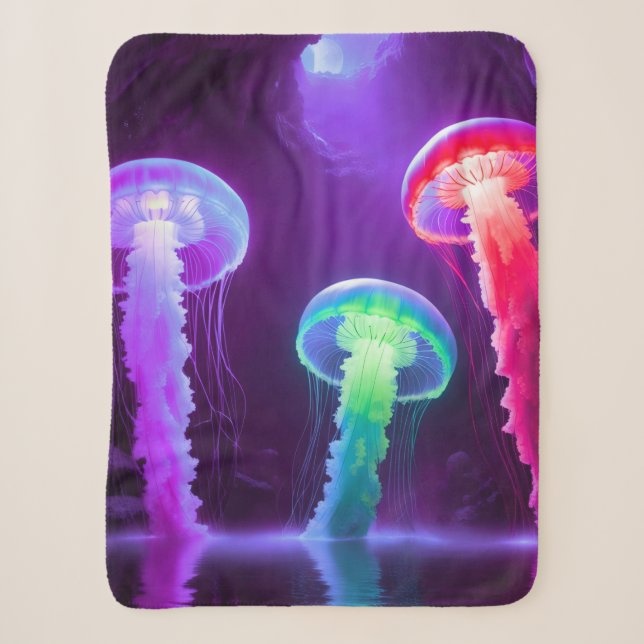 Jellyfish in Cave  Sherpa Blanket (Front)