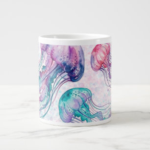 Jellyfish in Teal and Purple Girl Baby Shower Large Coffee Mug
