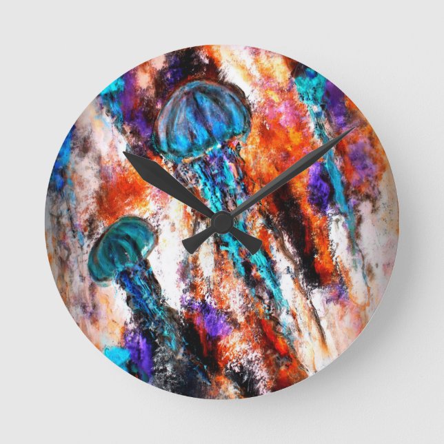 Jellyfish Jump Electric Round Clock (Front)