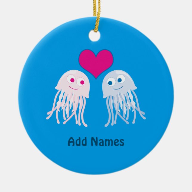 Jellyfish Love Ceramic Tree Decoration (Front)