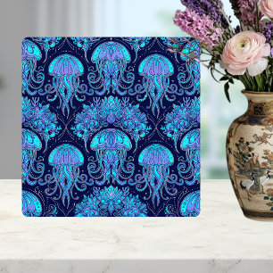 Jellyfish Mandala Pattern Blue Purple Graphic Tile
