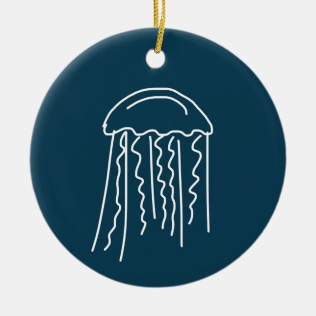 Jellyfish marine life aquatic modern ceramic tree decoration (Front)