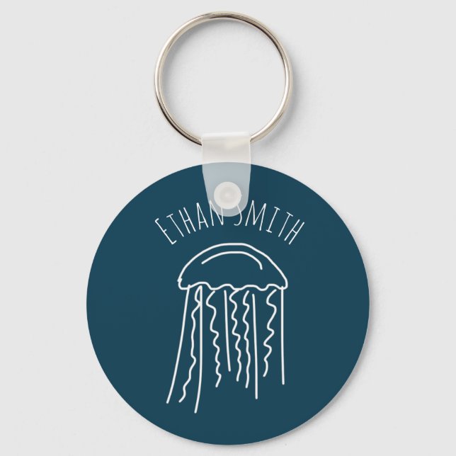 Jellyfish marine life aquatic modern key ring (Front)